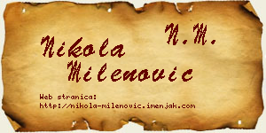 Nikola Milenović vizit kartica